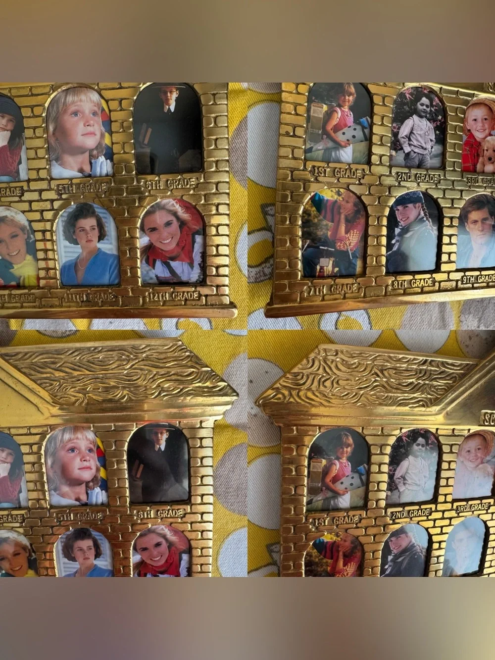 Vintage brassy School Days hanging picture frame